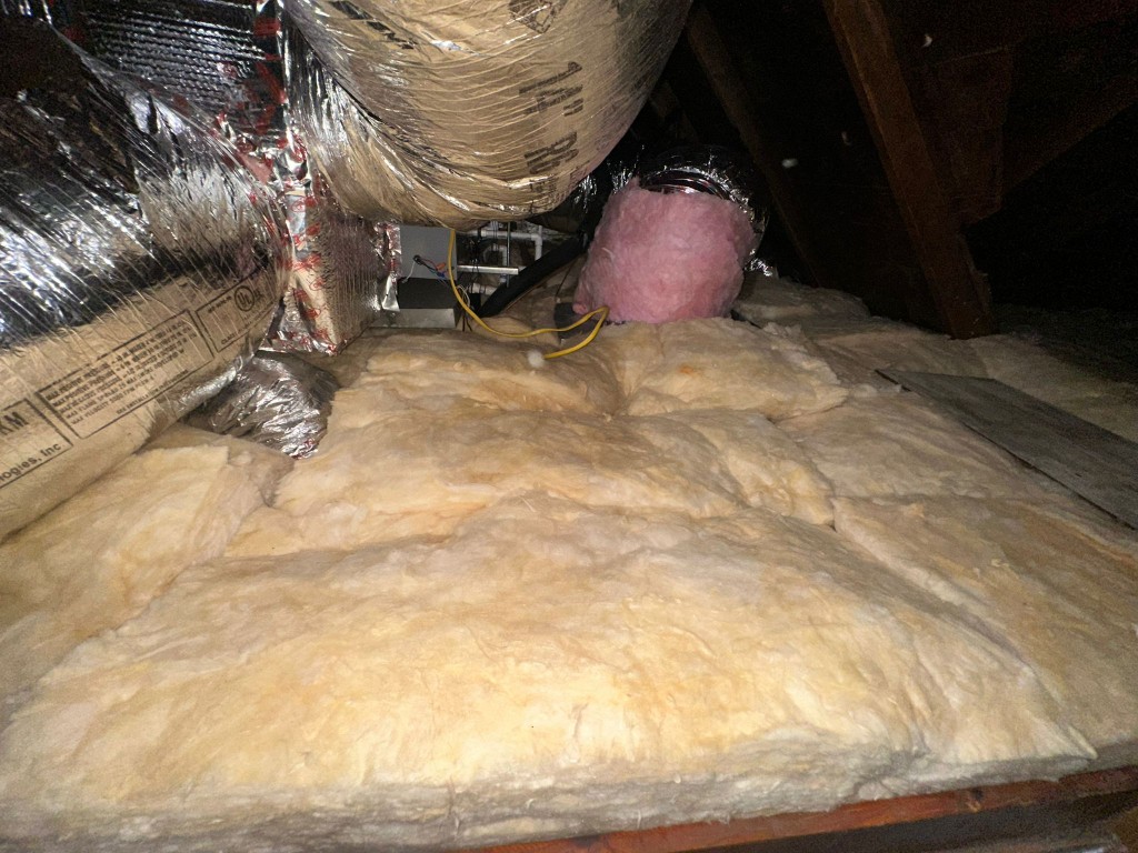 Los Angeles attic before Pure Eco cleaning — contaminated insulation and debris