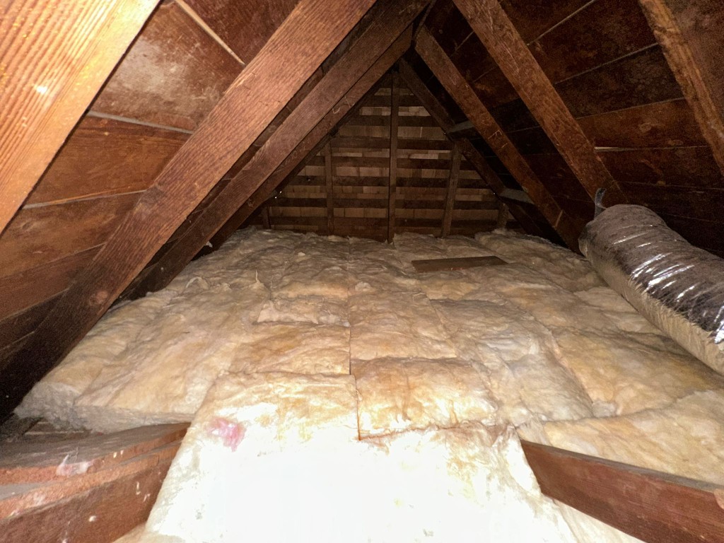 Los Angeles attic before Pure Eco cleaning — contaminated insulation and debris