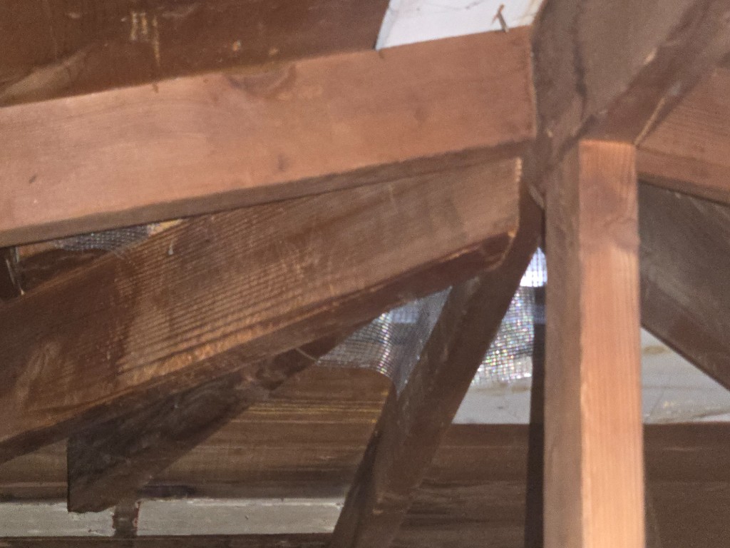 Attic with settled, contaminated batt insulation before Pure Eco replacement