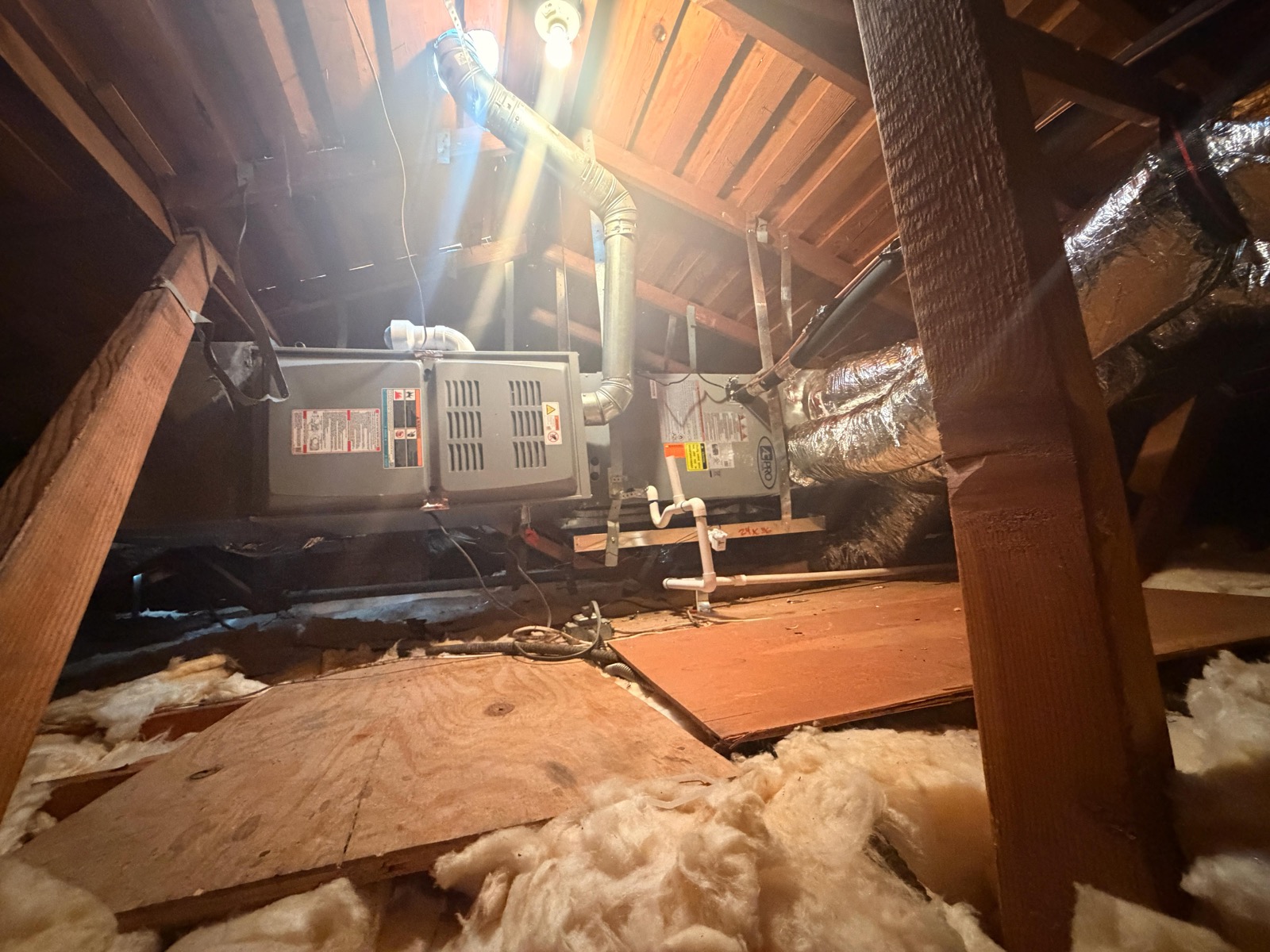 Newly installed HVAC equipment and plenum connections