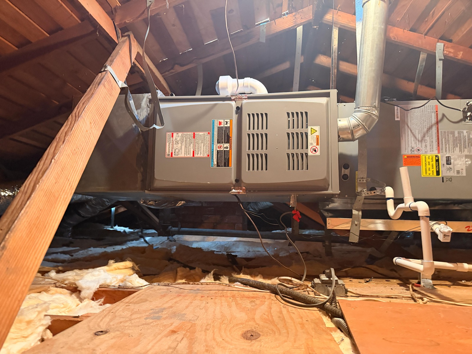 Newly installed HVAC equipment and plenum connections