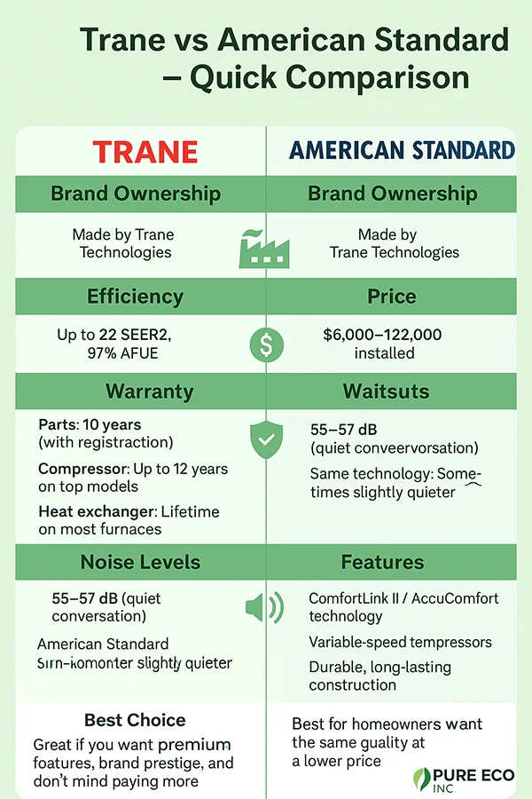 Comparing Trane vs American Standard HVAC systems by Pure Eco Inc.