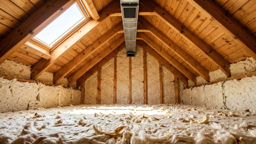 Fresh blown-in attic insulation installed in a residential home in Woodland Hills, CA.
