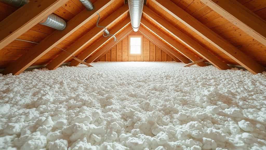 Professional attic insulation upgrade with energy-efficient insulation in Woodland Hills, CA by Pure Eco.