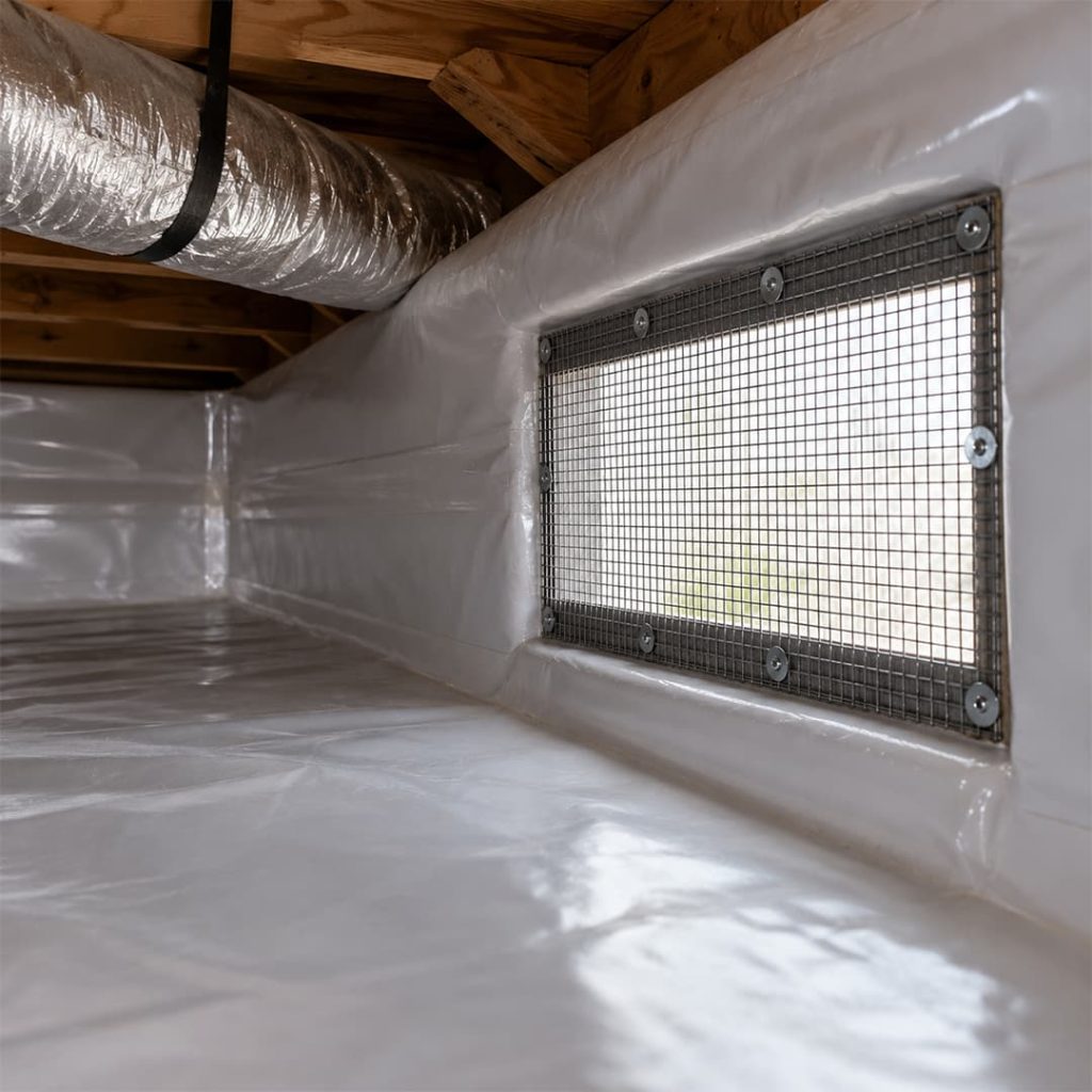 Finished rat proofing work with metal mesh installed over an interior crawl space vent in Northridge, CA.