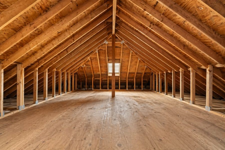 This image shows attic cleaning in Pasadena, CA by Pure Eco Inc with a fully cleared attic space after debris and old insulation removal. The attic has exposed wooden beams, clean floor surfaces, and no visible dust or contamination. This type of attic cleaning service helps remove allergens, improve indoor air quality, and prepare the space for new insulation installation. Pure Eco Inc provides attic cleaning services across Pasadena using safe removal methods and proper disposal practices. Homeowners can call (877) 870-7998 to schedule an attic inspection and cleaning service for improved home comfort and efficiency.